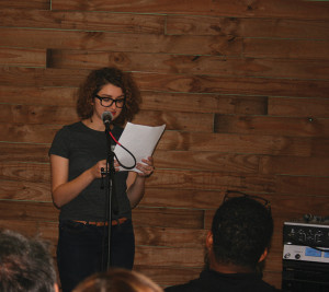 Writer Hurley Winkler reads from her collection “Pilings and Other Very Brief Stories” at Beer 30. 