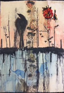 Emily Arthur, Blackwater with Bird (for Audubon) no. 2, 2015, screenprint with etching and lithography. Photograph courtesy of the artist.