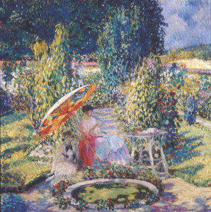 Frederick Carl Frieseke, The Garden Umbrella, by 1910, Telfair Museums, Savannah, Georgia, Bequest of Elizabeth Millar (Mrs. Bernice Frost) Bullard, 1942.7, Photo by Peter Harholdt.