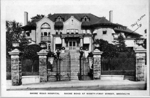 Shore Road Hospital, postcard, on the Hudson River, once the palatial Mediterranean style home of William F. Kenny.