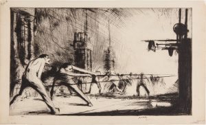 James McBey, France at her Furnaces, 1917; Drypoint; AG.1961.1.69. (Gift of Mrs. James McBey.)