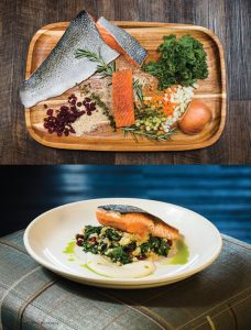 Chef Sam Efron ~ Taverna Salmon on Warm Kale and Quinoa Salad